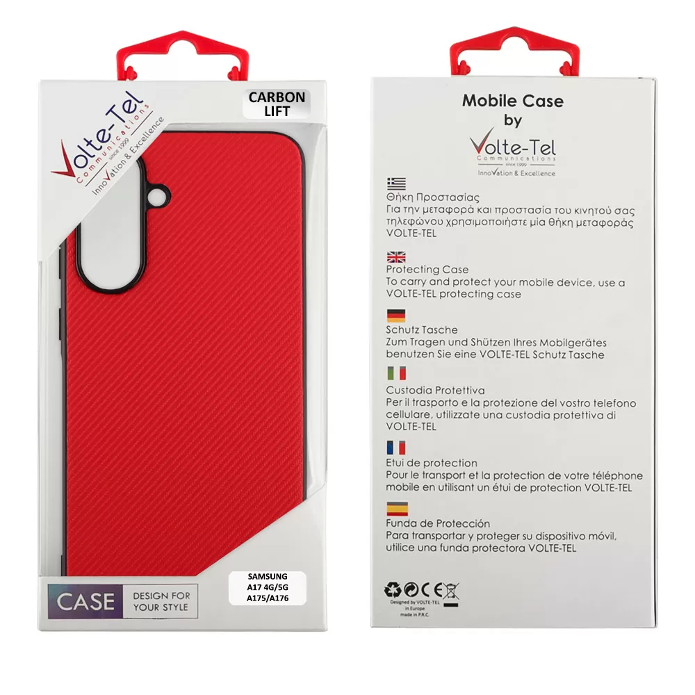VOLTE-TEL CARBON LIFT ΘΗΚΗ SAMSUNG A17 4G A175/A17 5G A176/M17 5G M176 6.7in  CAMERA GUARD PROTECTION RED - Image 2