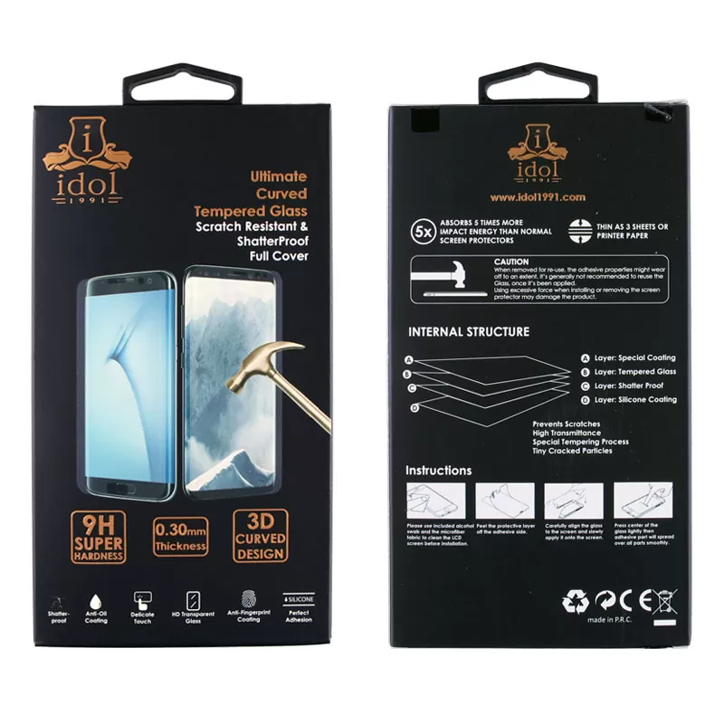 IDOL 1991 GLAMOUR TEMPERED GLASS SAMSUNG S8 G950 9H 0.30mm FULL COVER 3D EDGE GOLD - Image 4
