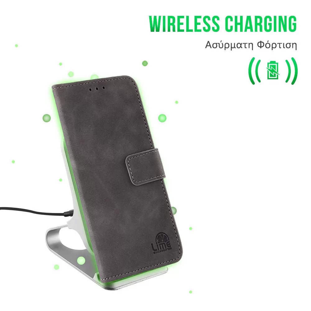LIME ESSENTIAL ΘΗΚΗ ONEPLUS NORD CE4 LITE 5G 6.67in  MAGNET BOOK STAND CLIP GREY - Image 3