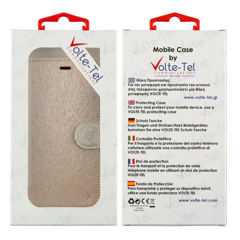 VOLTE-TEL ΘΗΚΗ HUAWEI Y6 LEATHER GOLD-TPU BOOK STAND - Image 3