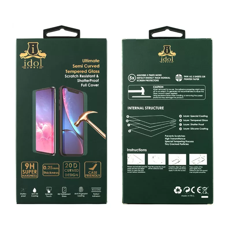 IDOL 1991 TEMPERED GLASS HUAWEI MATE 20 LITE 6.3in 9H 0.25mm 20D FULL GLUE SEMI CURVED BLACK - Image 3