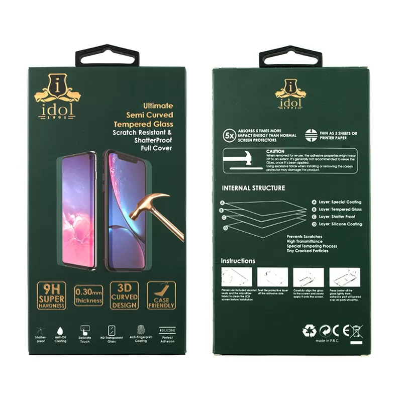IDOL 1991 GLAMOUR TEMPERED GLASS SAMSUNG NOTE 10 N970 6.28in 9H 0.30mm FULL COVER 3D FULL GLUE FINGER UNLOCK BLACK+SQUEEZY CARD - Image 4
