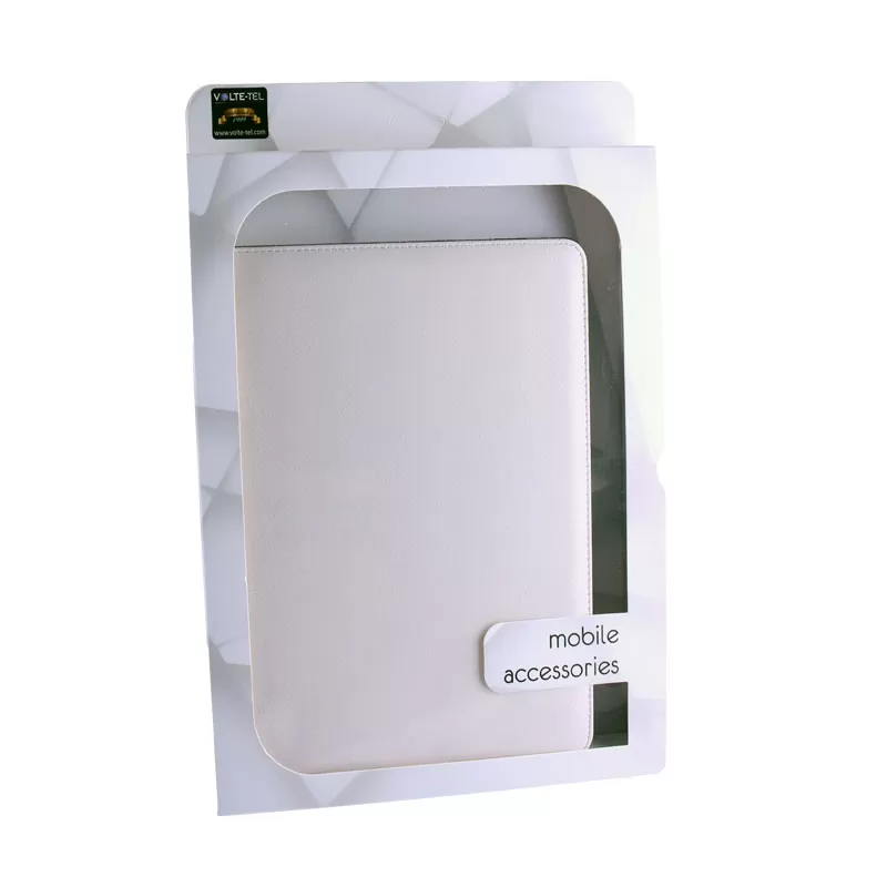 VOLTE-TEL ΘΗΚΗ TABLET 6.5" - 8.4" (21,7cm x 15,7cm) UNIVERSAL LEATHER BOOK STAND WHITE - Image 2