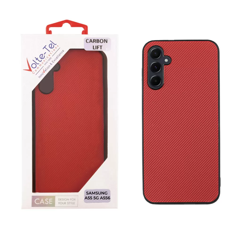 VOLTE-TEL CARBON LIFT ΘΗΚΗ SAMSUNG A55 5G A556 6.6in  CAMERA GUARD RED