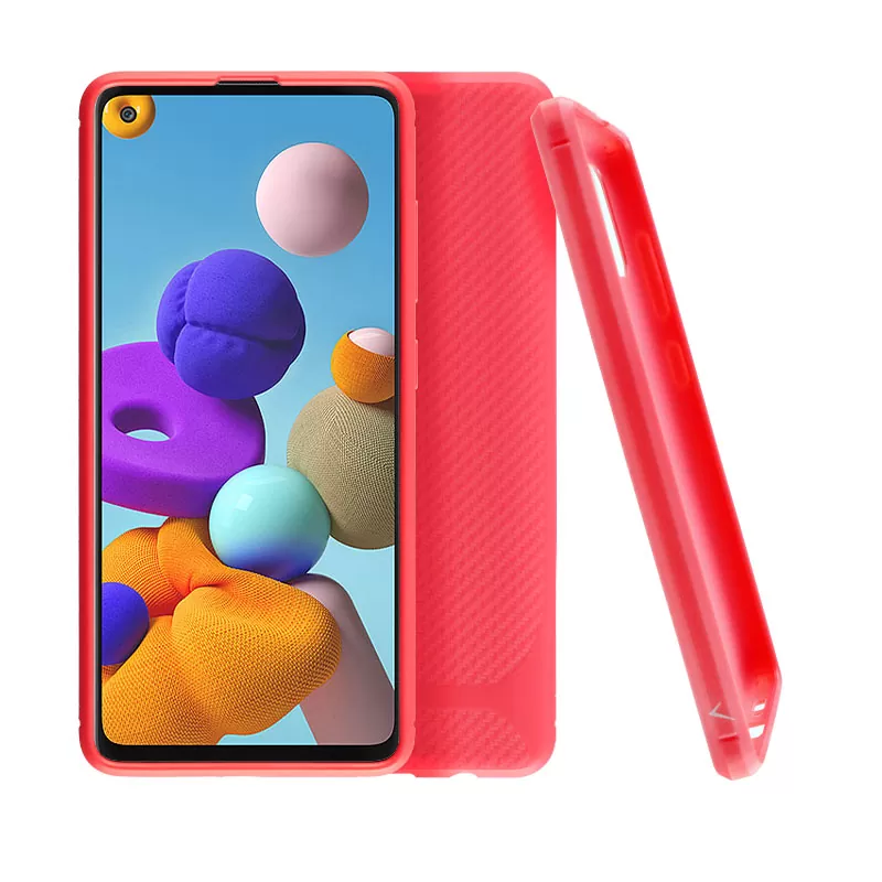 VOLTE-TEL CARBON RUGGED ΘΗΚΗ SAMSUNG A21s A217 6.5in  CAMERA PROTECTIVE RED