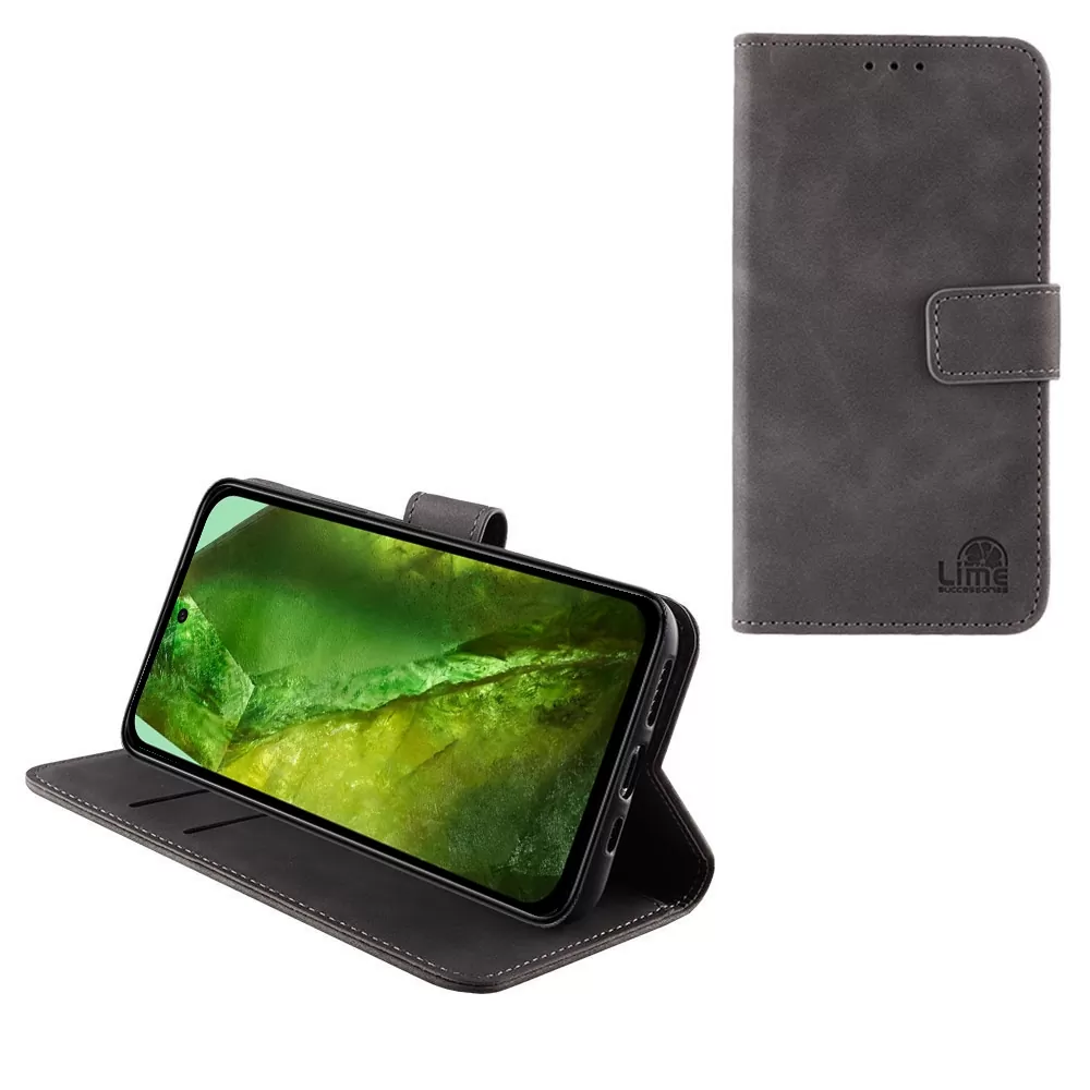 LIME ESSENTIAL ΘΗΚΗ GOOGLE PIXEL 8A 5G 6.1in  MAGNET BOOK STAND CLIP GREY
