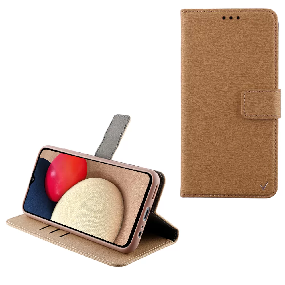 VOLTE-TEL ALLURE ΘΗΚΗ SAMSUNG A02s A025 6.5in  MAGNET BOOK STAND CLIP GOLD