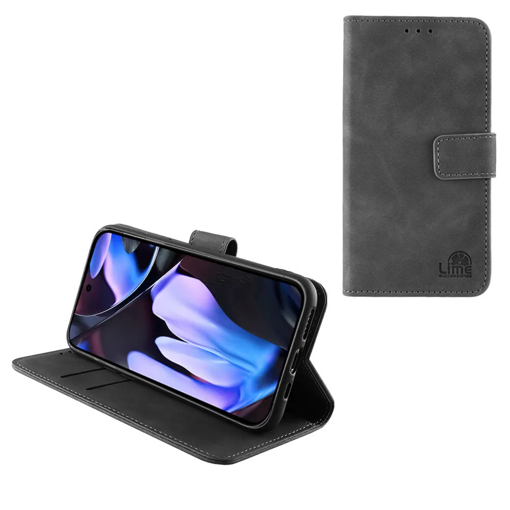 LIME ESSENTIAL ΘΗΚΗ GOOGLE PIXEL 10 PRO XL 5G 6.8in  MAGNET BOOK STAND CLIP GREY