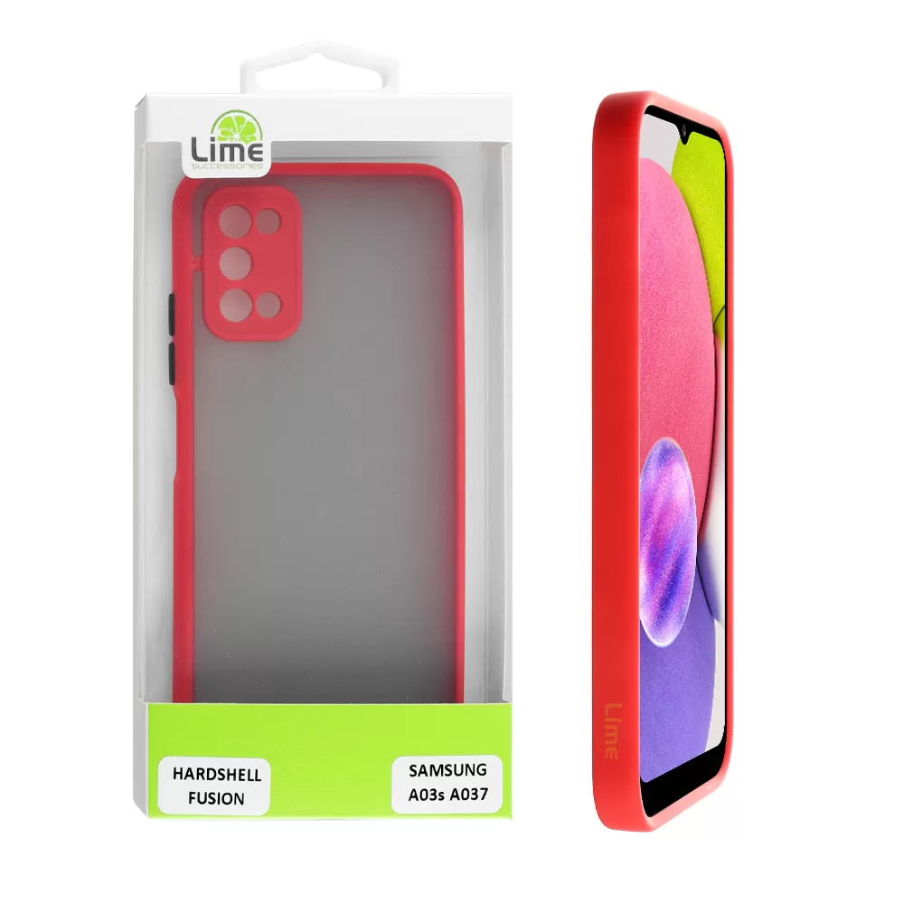 LIME HARDSHELL FUSION ΘΗΚΗ SAMSUNG A03s A037 6.5in  FULL CAMERA PROTECTION RED WITH BLACK KEYS