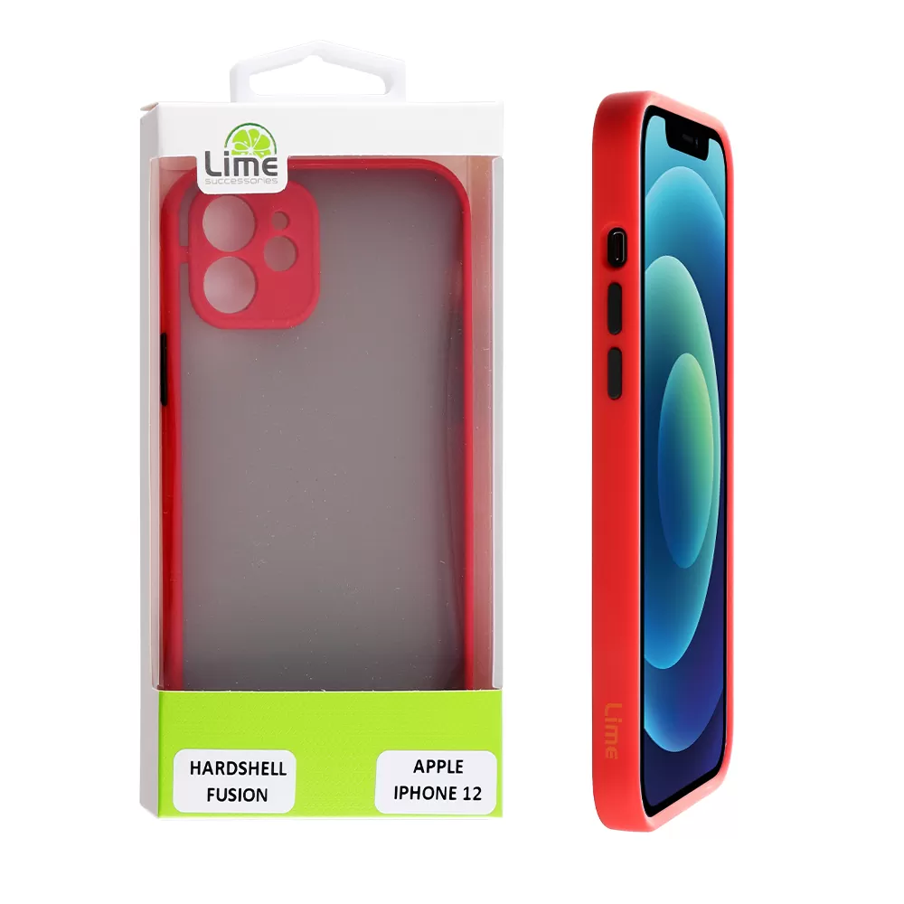 LIME HARDSHELL FUSION ΘΗΚΗ IPHONE 12 6.1in  FULL CAMERA PROTECTION RED WITH BLACK KEYS