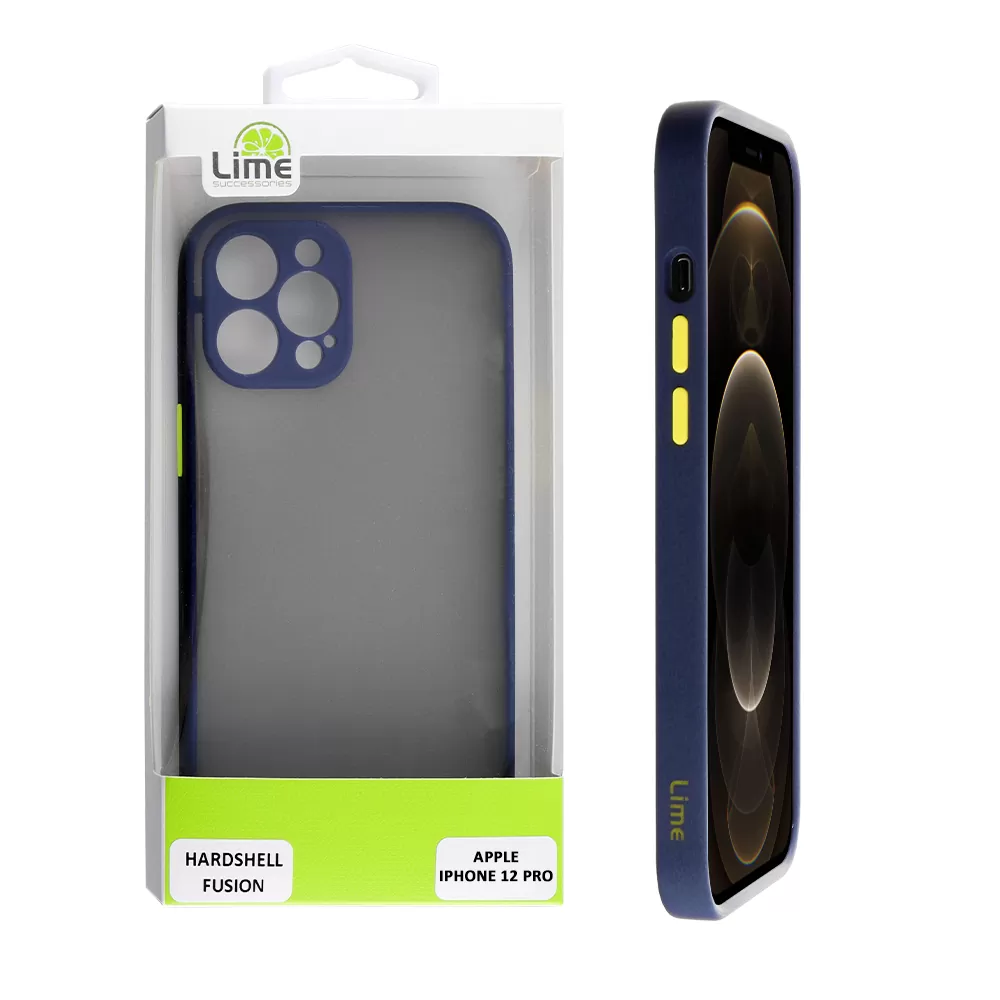 LIME HARDSHELL FUSION ΘΗΚΗ IPHONE 12 PRO 6.1in  FULL CAMERA PROTECTION BLUE WITH YELLOW KEYS