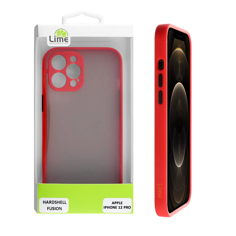 LIME HARDSHELL FUSION ΘΗΚΗ IPHONE 12 PRO 6.1in  FULL CAMERA PROTECTION RED WITH BLACK KEYS