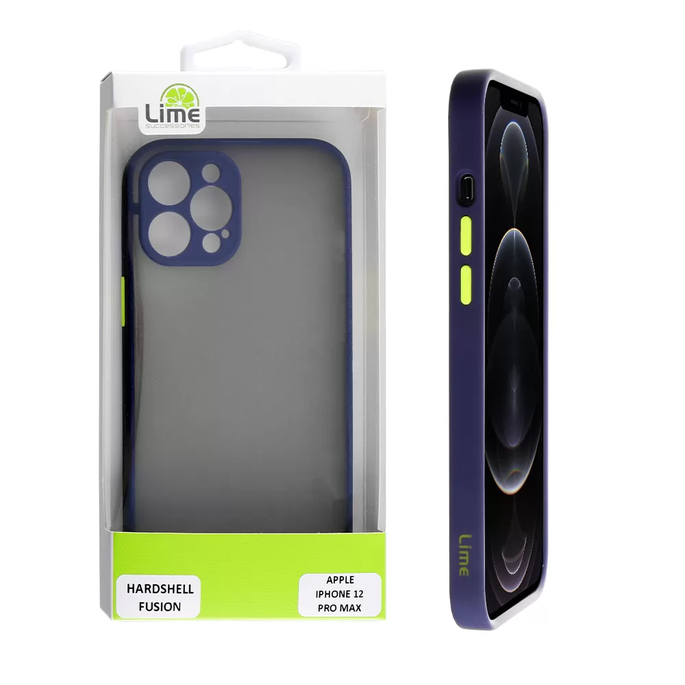 LIME HARDSHELL FUSION ΘΗΚΗ IPHONE 12 PRO MAX 6.7in  FULL CAMERA PROTECTION BLUE WITH YELLOW KEYS