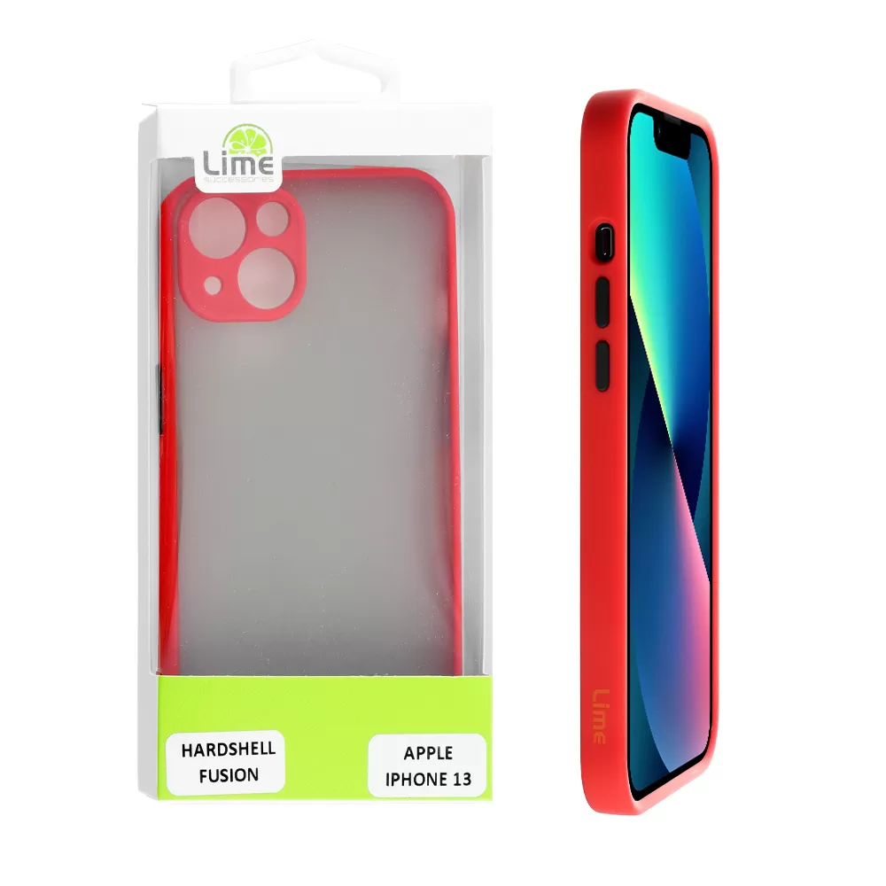 LIME HARDSHELL FUSION ΘΗΚΗ IPHONE 13 6.1in  FULL CAMERA PROTECTION RED WITH BLACK KEYS