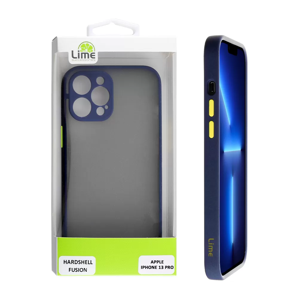 LIME HARDSHELL FUSION ΘΗΚΗ IPHONE 13 PRO 6.1in  FULL CAMERA PROTECTION BLUE WITH YELLOW KEYS