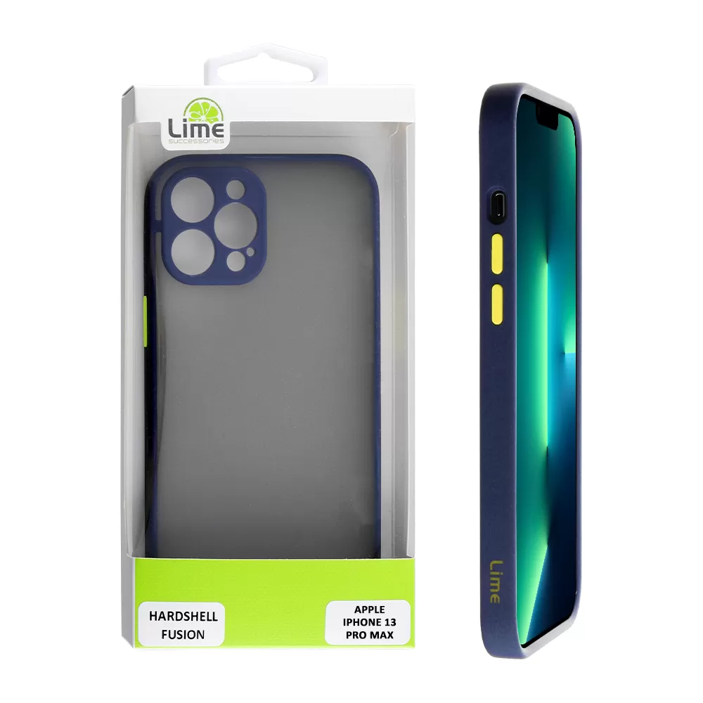 LIME HARDSHELL FUSION ΘΗΚΗ IPHONE 13 PRO MAX 6.7in  FULL CAMERA PROTECTION BLUE WITH YELLOW KEYS