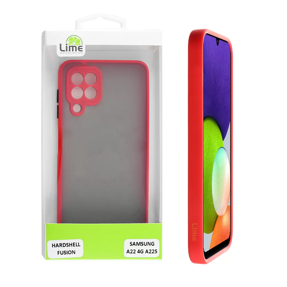 LIME HARDSHELL FUSION ΘΗΚΗ SAMSUNG A22 4G A225 6.4in  FULL CAMERA PROTECTION RED WITH BLACK KEYS