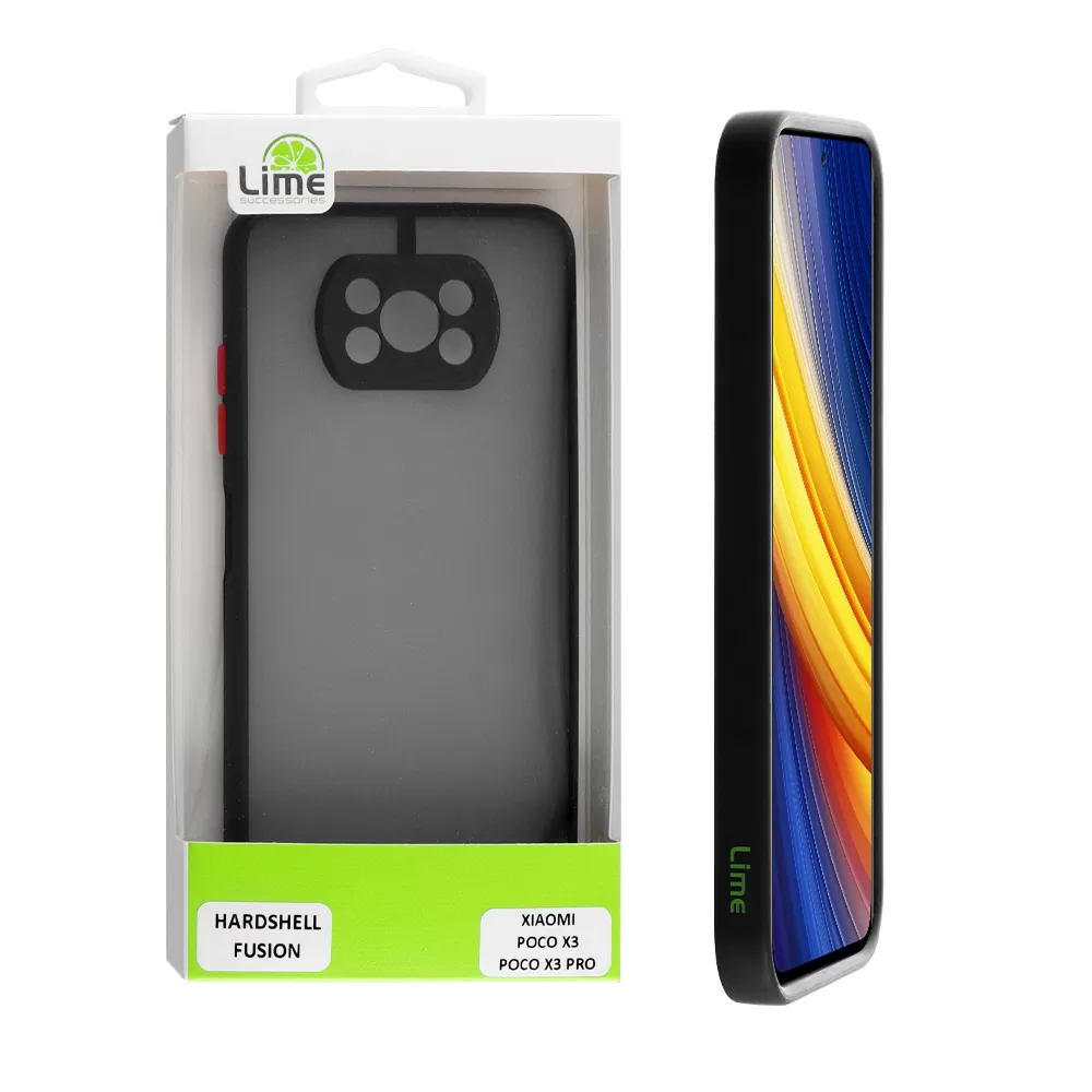 LIME HARDSHELL FUSION ΘΗΚΗ XIAOMI POCO X3/POCO X3 PRO 6.67in  FULL CAMERA PROTECTION BLACK WITH RED KEYS
