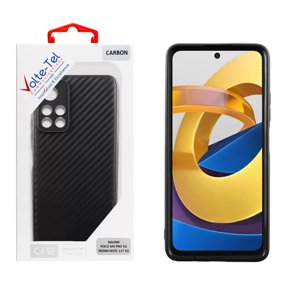 VOLTE-TEL CARBON ΘΗΚΗ XIAOMI POCO M4 PRO 5G/REDMI NOTE 11T 5G 6.6in  CAMERA PROTECTIVE BLACK