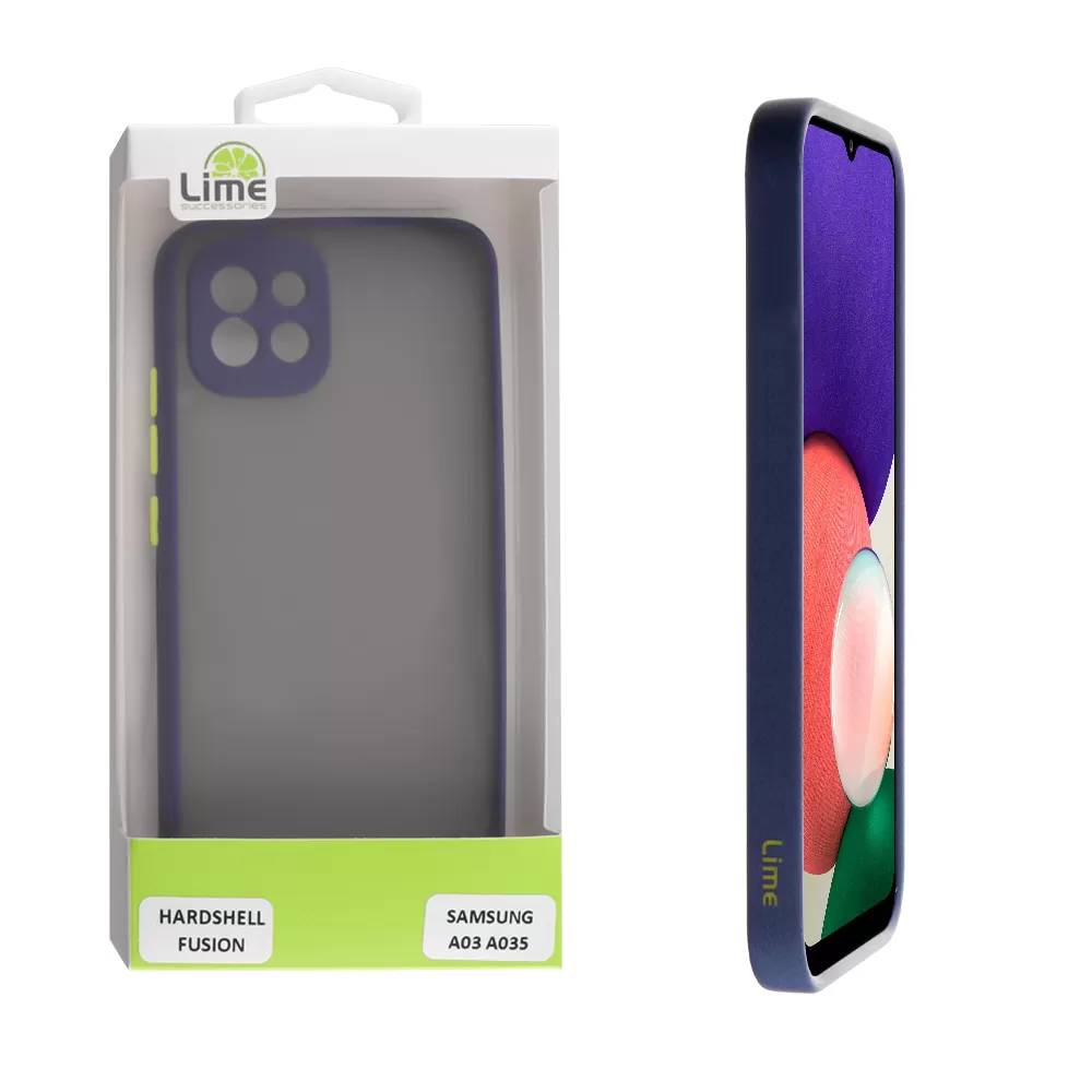 LIME HARDSHELL FUSION ΘΗΚΗ SAMSUNG A03 A035 6.5in  FULL CAMERA PROTECTION BLUE WITH YELLOW KEYS