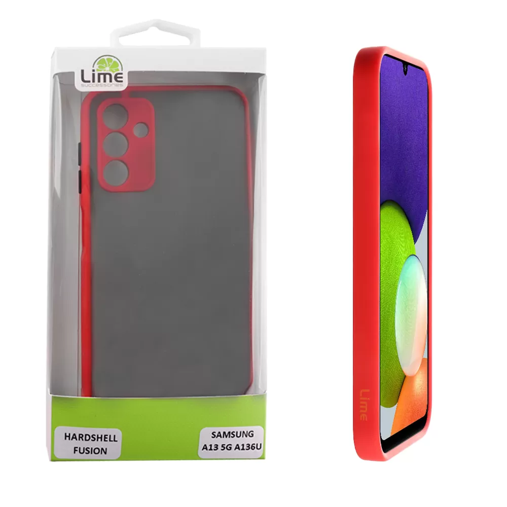 LIME HARDSHELL FUSION ΘΗΚΗ SAMSUNG A04s A047/A13 5G A136U 6.5in  FULL CAMERA PROTECTION RED WITH BLACK KEYS