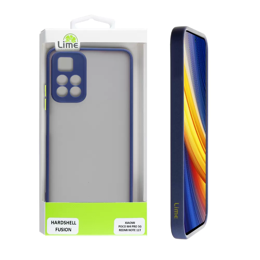 LIME HARDSHELL FUSION ΘΗΚΗ XIAOMI POCO M4 PRO 5G/REDMI NOTE 11T 5G 6.6in  FULL CAMERA PROTECTION BLUE WITH YELLOW KEYS