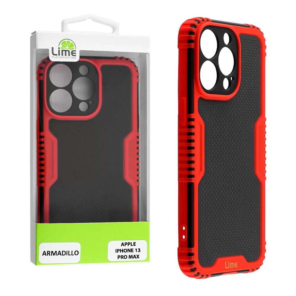 LIME ARMADILLO ΘΗΚΗ IPHONE 13 PRO MAX 6.7in  FULL CAMERA PROTECTION RED