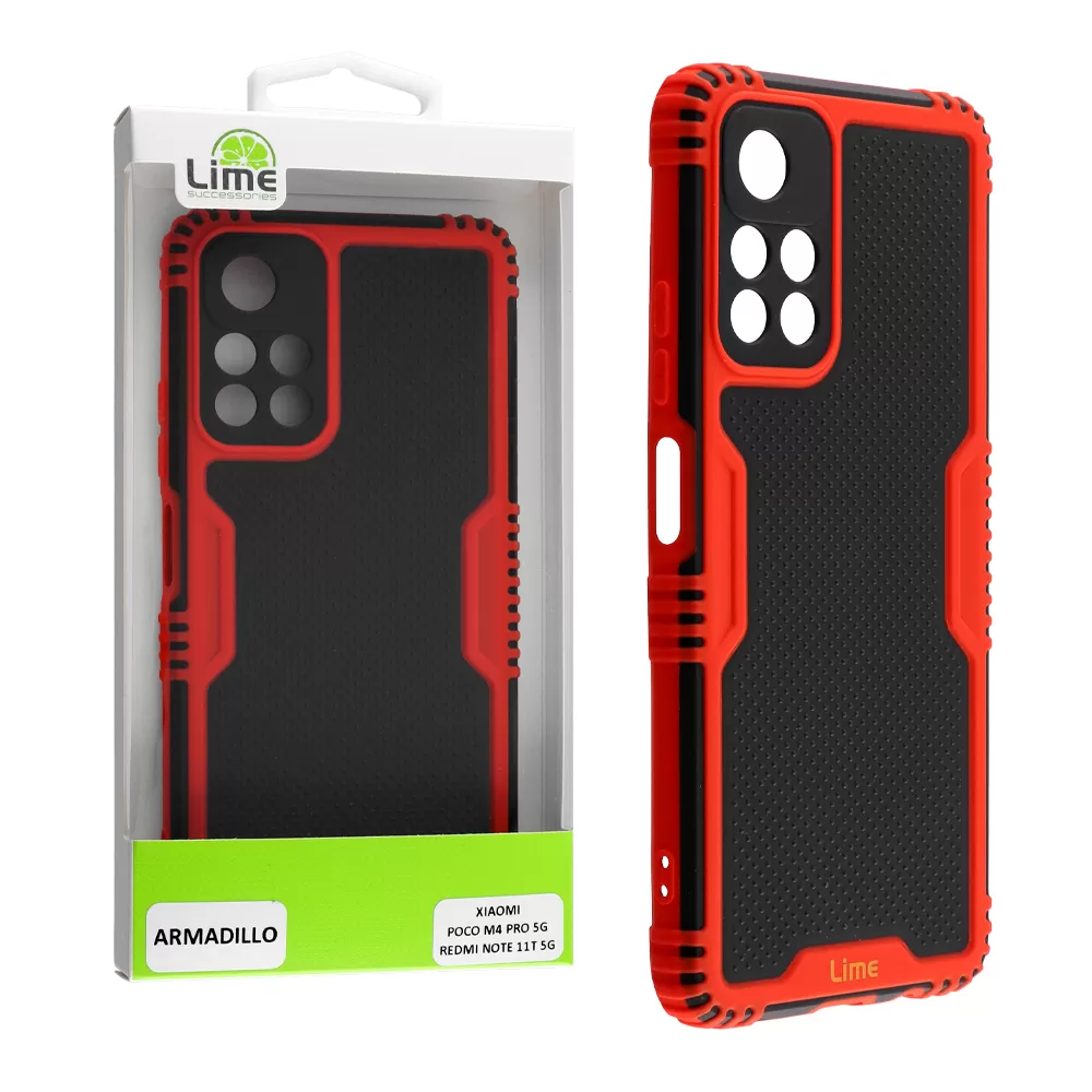 LIME ARMADILLO ΘΗΚΗ XIAOMI POCO M4 PRO 5G/REDMI NOTE 11T 5G 6.6in  FULL CAMERA PROTECTION RED