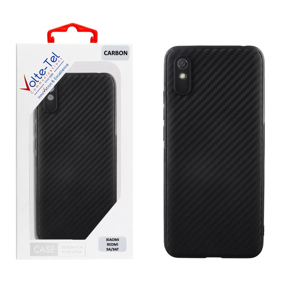 VOLTE-TEL CARBON ΘΗΚΗ XIAOMI REDMI 9A/REDMI 9AT 6.53in  CAMERA PROTECTIVE BLACK