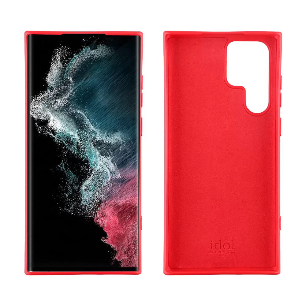 IDOL 1991 VELVET TPU ΘΗΚΗ SAMSUNG S22 ULTRA 5G S908 6.8in 4 SIDE CAMERA GUARD PROTECTION RED