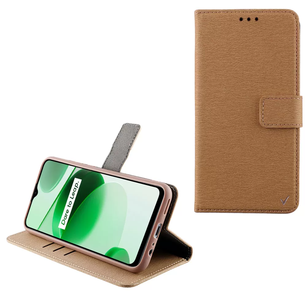 VOLTE-TEL ALLURE ΘΗΚΗ REALME C35 6.6in  MAGNET BOOK STAND CLIP GOLD
