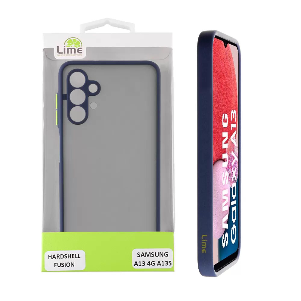 LIME HARDSHELL FUSION ΘΗΚΗ SAMSUNG A13 4G A135/A137 6.6in  FULL CAMERA PROTECTION BLUE WITH YELLOW KEYS