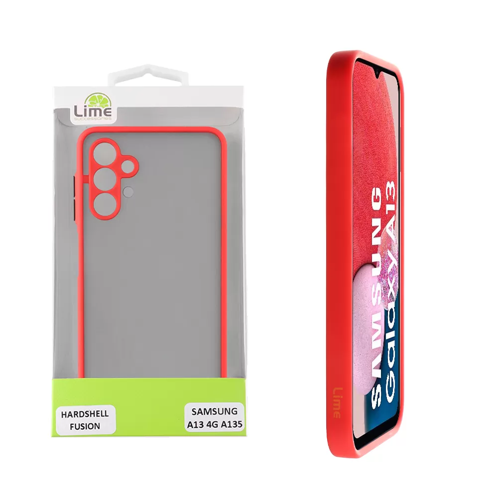LIME HARDSHELL FUSION ΘΗΚΗ SAMSUNG A13 4G A135/A137 6.6in  FULL CAMERA PROTECTION RED WITH BLACK KEYS