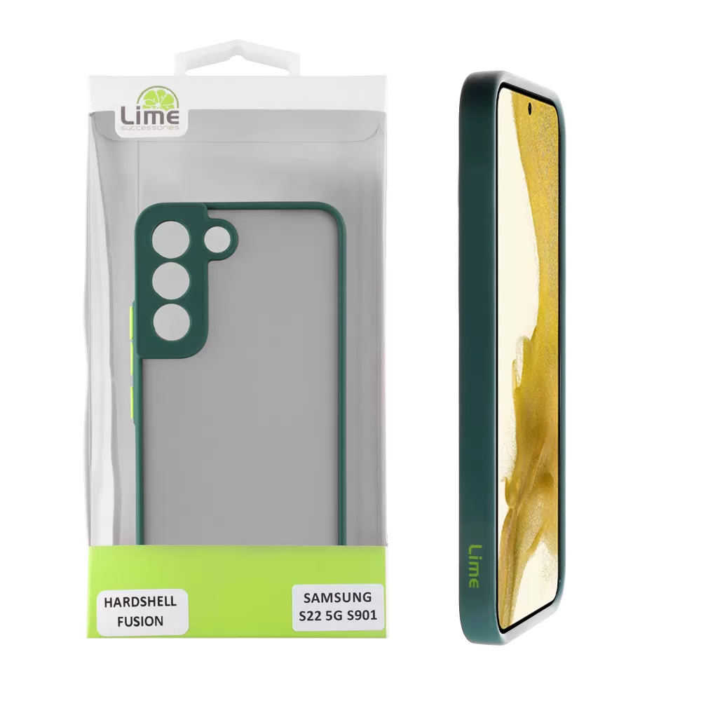 LIME HARDSHELL FUSION ΘΗΚΗ SAMSUNG S22 5G S901 6.1in  FULL CAMERA PROTECTION GREEN WITH YELLOW KEYS