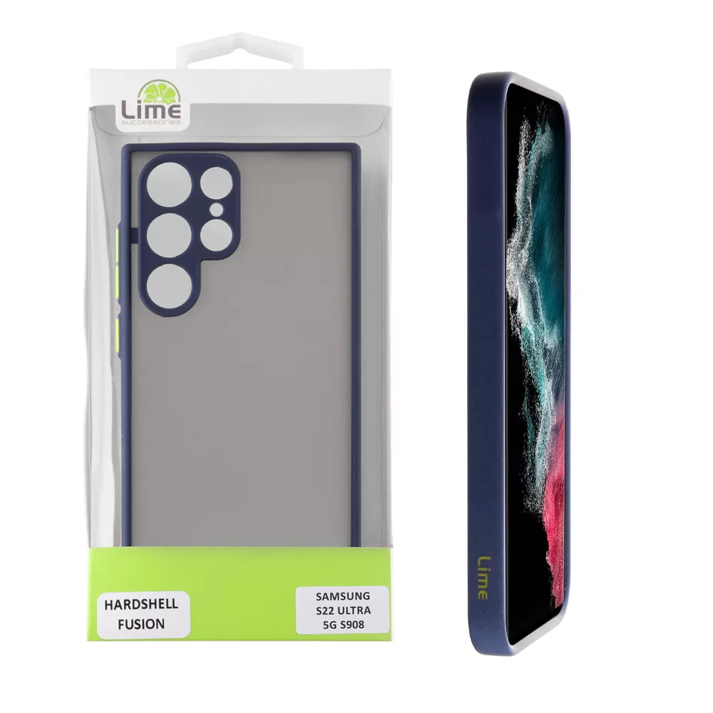 LIME HARDSHELL FUSION ΘΗΚΗ SAMSUNG S22 ULTRA 5G S908 6.8in  FULL CAMERA PROTECTION BLUE WITH YELLOW KEYS