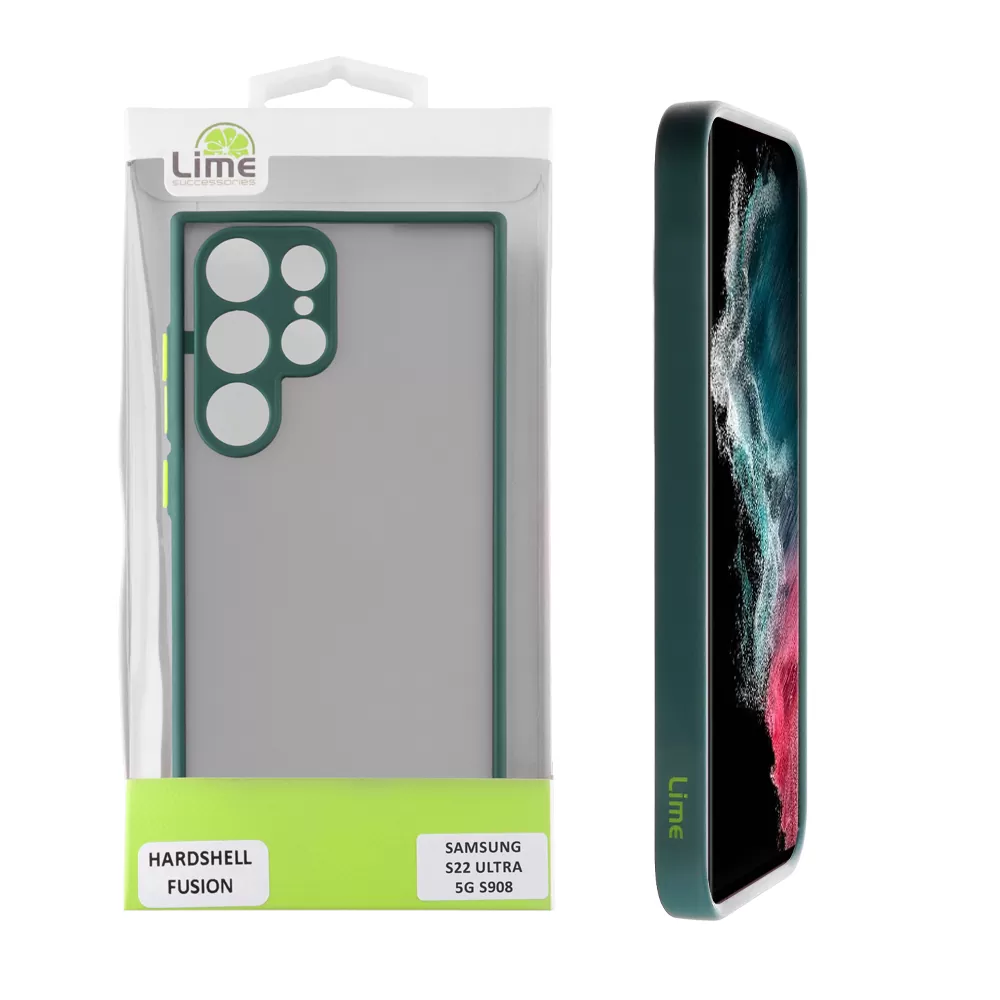 LIME HARDSHELL FUSION ΘΗΚΗ SAMSUNG S22 ULTRA 5G S908 6.8in  FULL CAMERA PROTECTION GREEN WITH YELLOW KEYS