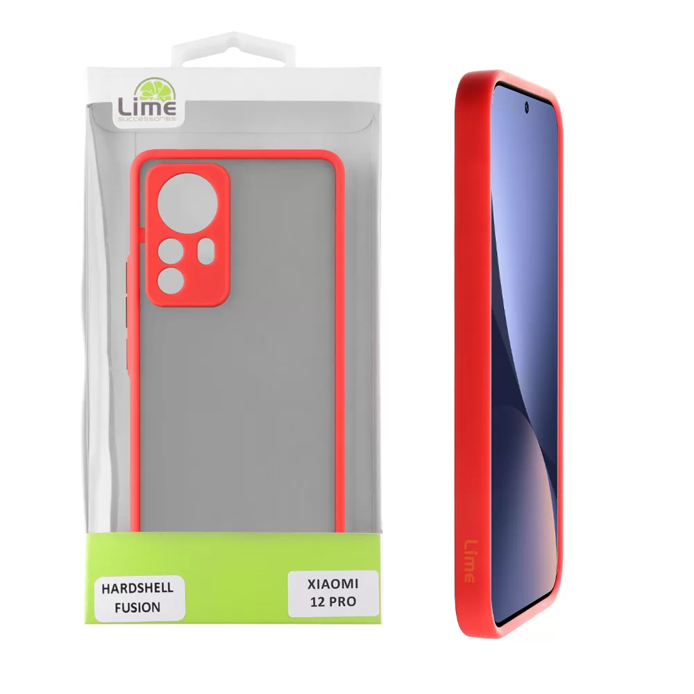 LIME HARDSHELL FUSION ΘΗΚΗ XIAOMI 12 PRO 6.73in  FULL CAMERA PROTECTION RED WITH BLACK KEYS