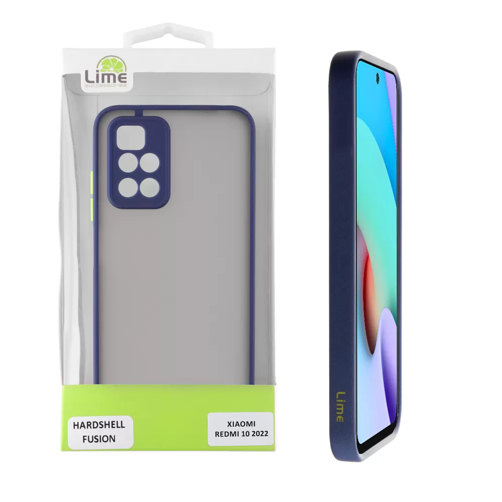 LIME HARDSHELL FUSION ΘΗΚΗ XIAOMI REDMI 10/REDMI 10 2022 6.5in  FULL CAMERA PROTECTION BLUE WITH YELLOW KEYS