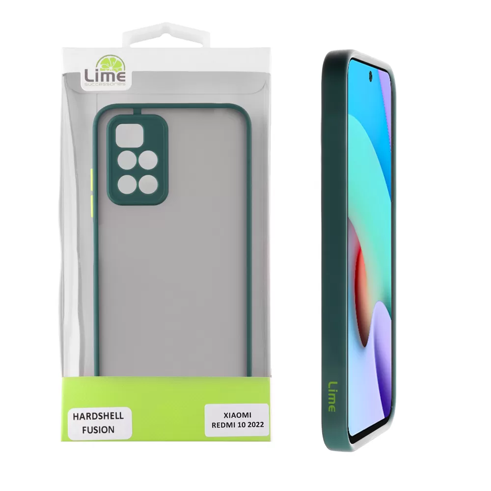 LIME HARDSHELL FUSION ΘΗΚΗ XIAOMI REDMI 10/REDMI 10 2022 6.5in  FULL CAMERA PROTECTION GREEN WITH YELLOW KEYS
