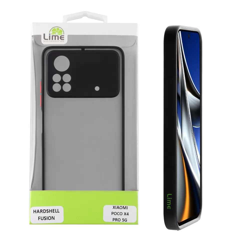LIME HARDSHELL FUSION ΘΗΚΗ XIAOMI POCO X4 PRO 5G 6.67in  FULL CAMERA PROTECTION BLACK WITH RED KEYS