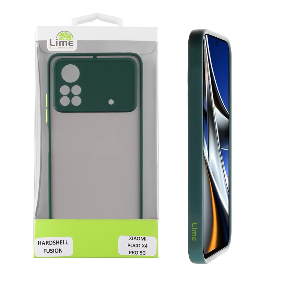 LIME HARDSHELL FUSION ΘΗΚΗ XIAOMI POCO X4 PRO 5G 6.67in  FULL CAMERA PROTECTION GREEN WITH YELLOW KEYS