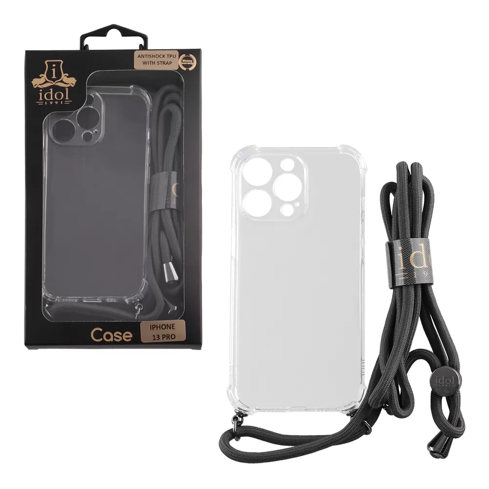 IDOL 1991 ANTISHOCK AIR TPU ΘΗΚΗ IPHONE 13 PRO 6.1in  WITH STRAP FULL CAMERA PROTECTION ΔΙΑΦΑΝΗ