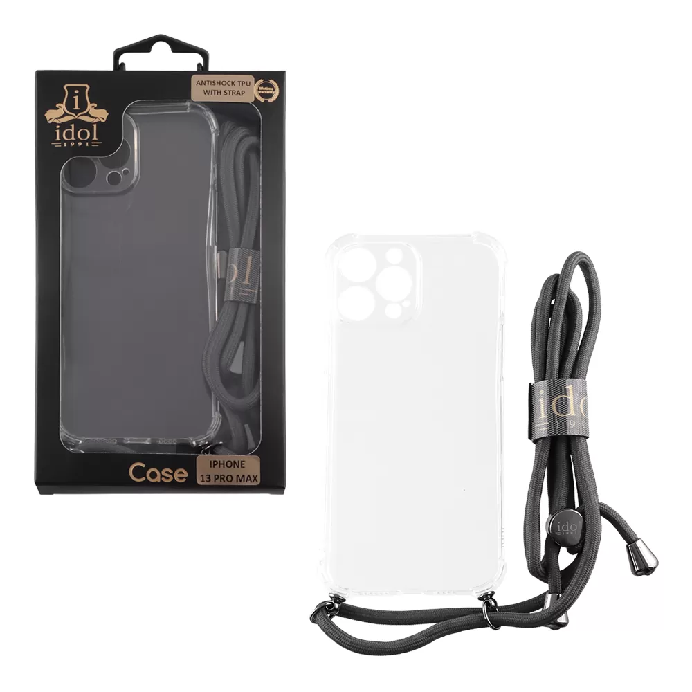 IDOL 1991 ANTISHOCK AIR TPU ΘΗΚΗ IPHONE 13 PRO MAX 6.7in WITH STRAP FULL CAMERA PROTECTION ΔΙΑΦΑΝΗ