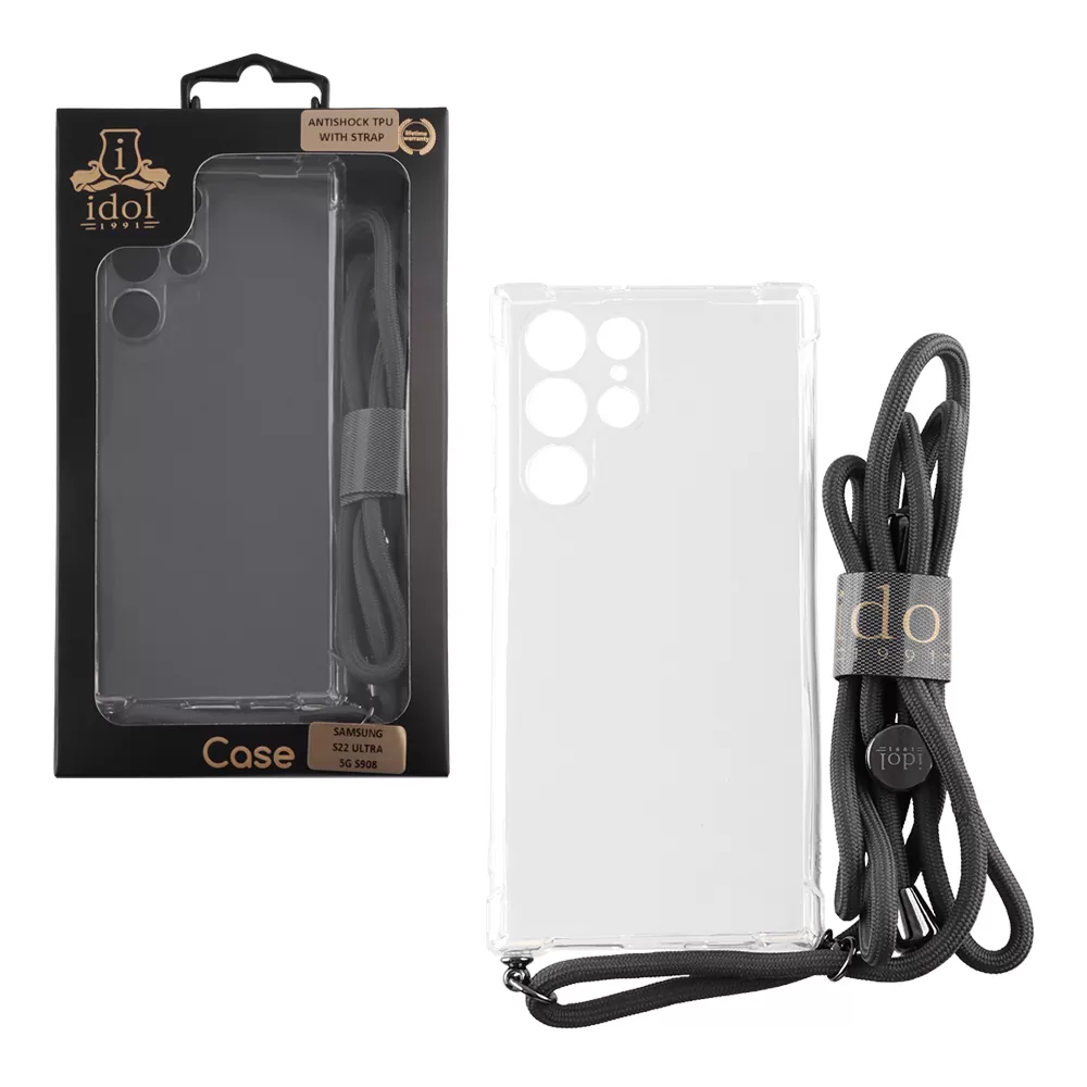 IDOL 1991 ANTISHOCK AIR TPU ΘΗΚΗ SAMSUNG S22 ULTRA 5G S908 6.8in  WITH STRAP FULL CAMERA PROTECTION ΔΙΑΦΑΝΗ