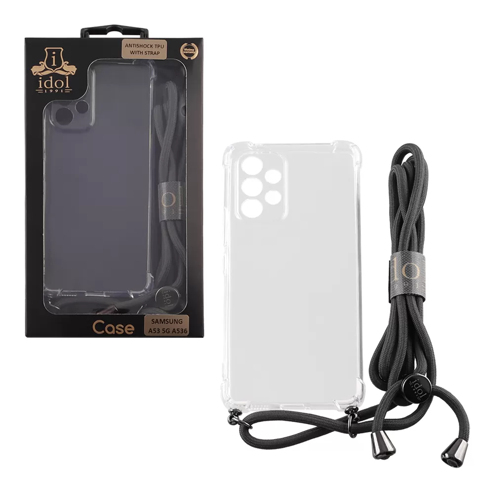 IDOL 1991 ANTISHOCK AIR TPU ΘΗΚΗ SAMSUNG A53 5G A536 6.5in WITH STRAP FULL CAMERA PROTECTION ΔΙΑΦΑΝΗ