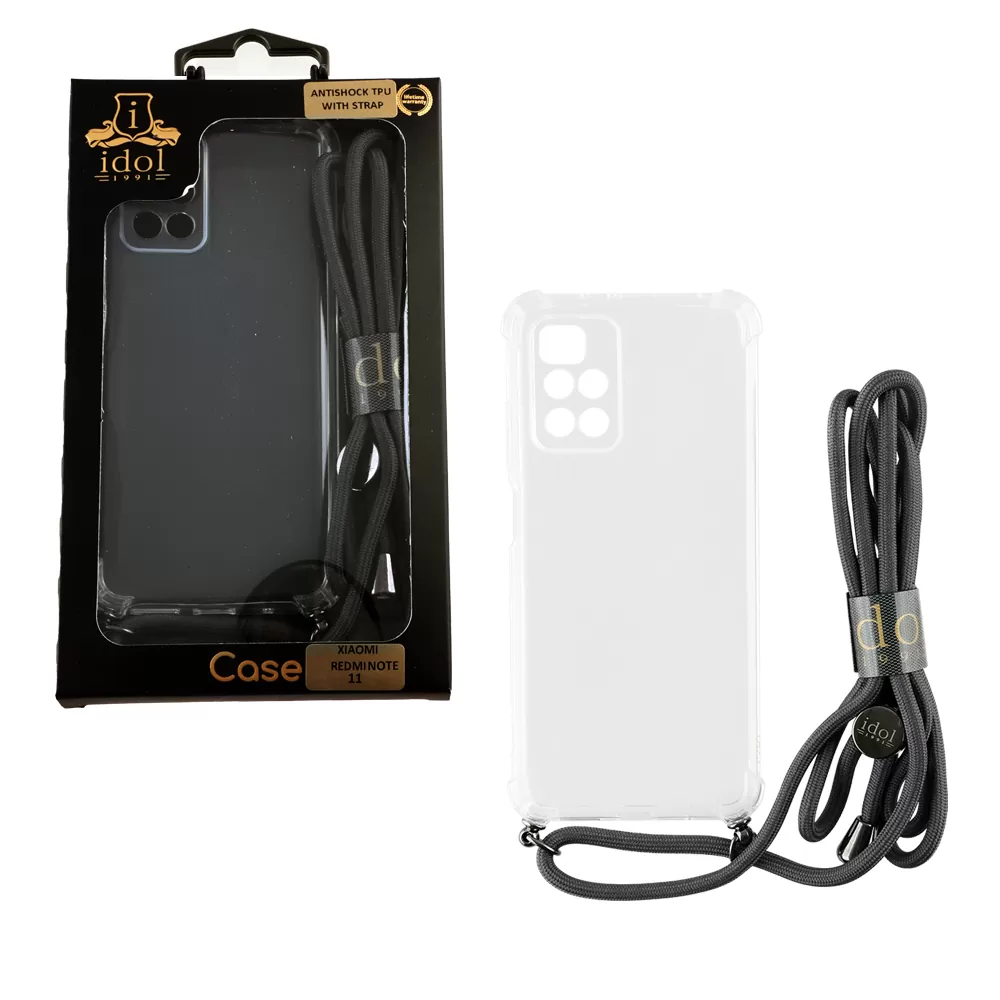 IDOL 1991 ANTISHOCK AIR TPU ΘΗΚΗ XIAOMI REDMI NOTE 11/REDMI NOTE 11S 6.43in WITH STRAP FULL CAMERA PROTECTION ΔΙΑΦΑΝΗ