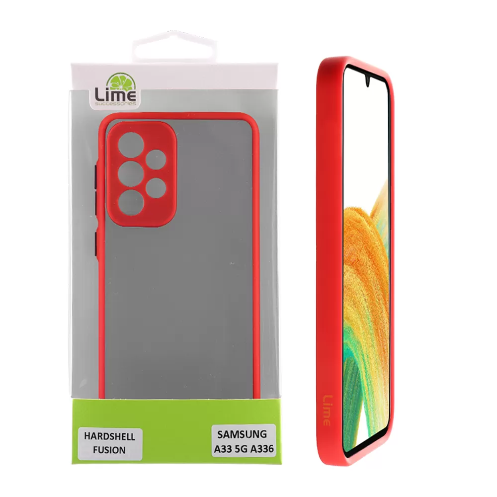 LIME HARDSHELL FUSION ΘΗΚΗ SAMSUNG A33 5G A336 6.4in  FULL CAMERA PROTECTION RED WITH BLACK KEYS
