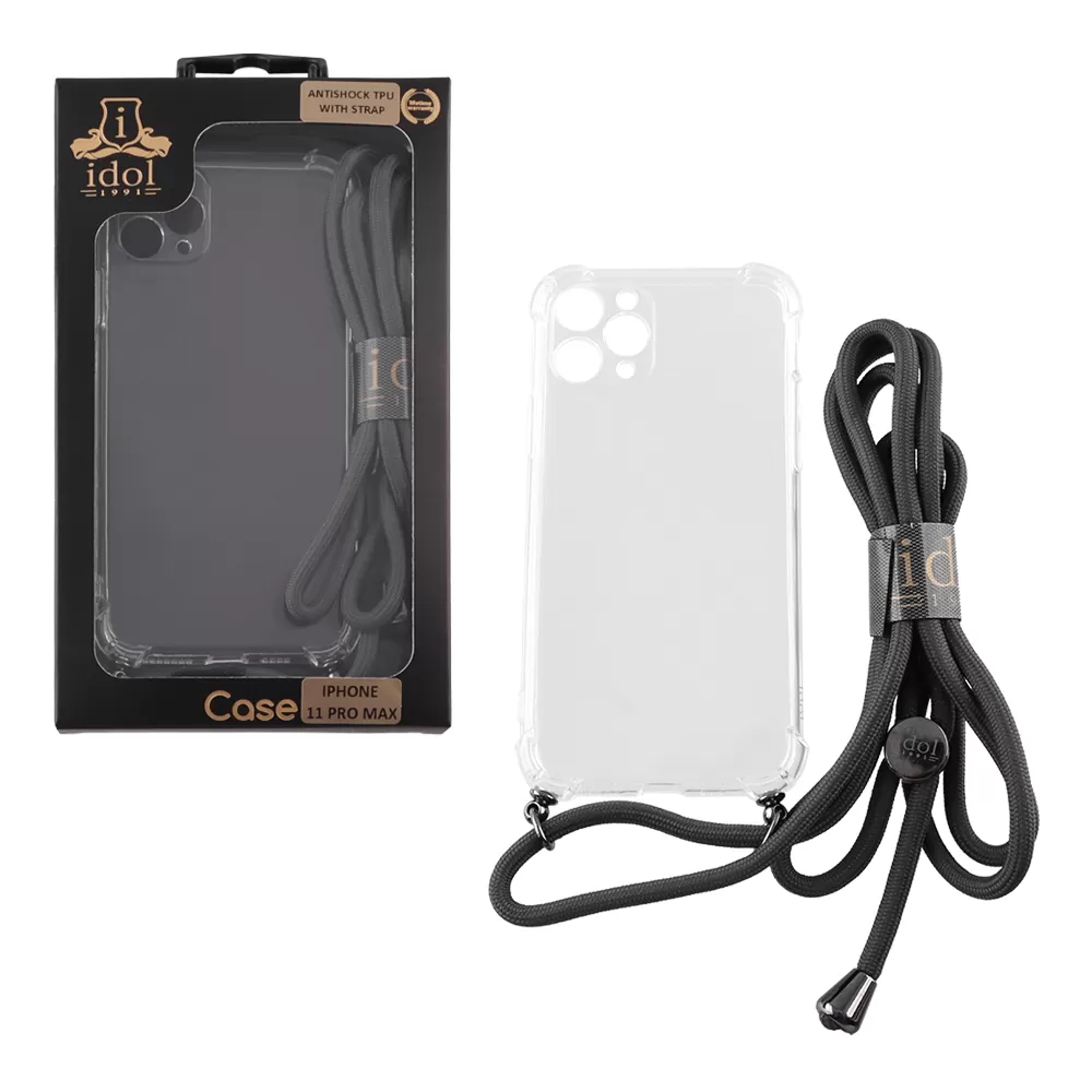 IDOL 1991 ANTISHOCK AIR TPU ΘΗΚΗ IPHONE 11 PRO MAX 6.5in  WITH STRAP FULL CAMERA PROTECTION ΔΙΑΦΑΝΗ