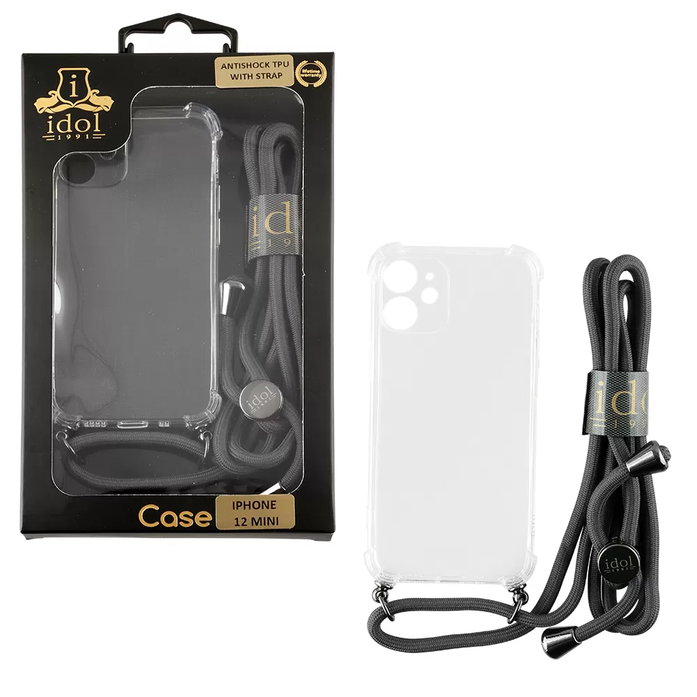 IDOL 1991 ANTISHOCK AIR TPU ΘΗΚΗ IPHONE 12 MINI 5.4in WITH STRAP FULL CAMERA PROTECTION ΔΙΑΦΑΝΗ