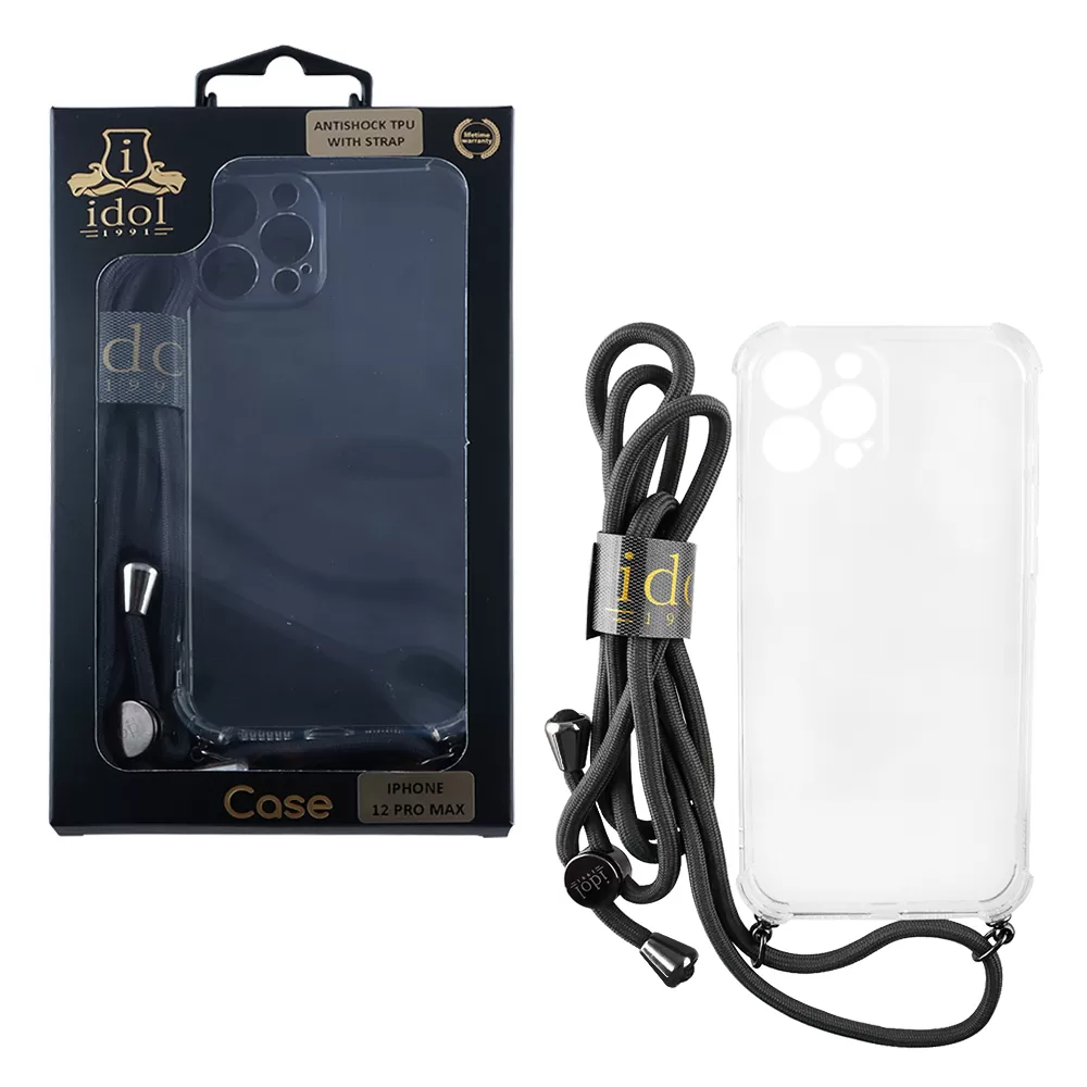 IDOL 1991 ANTISHOCK AIR TPU ΘΗΚΗ IPHONE 12 PRO MAX 6.7in  WITH STRAP FULL CAMERA PROTECTION ΔΙΑΦΑΝΗ